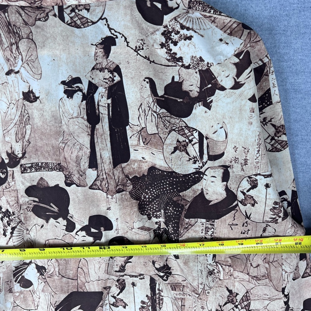 VTG 1970's Pierre La Grande Poly Asian Character LONG SLEEVE SHIRT L‎ - Picture 7 of 7